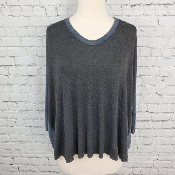 𝅺zara B&W Gray V-Neck Short Sleeve Top Shirt M NWT - Picture 1 of 7